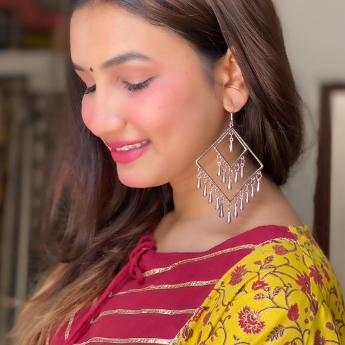 Concentric Diamond Oxidised Jhumki (DESIGN 06)