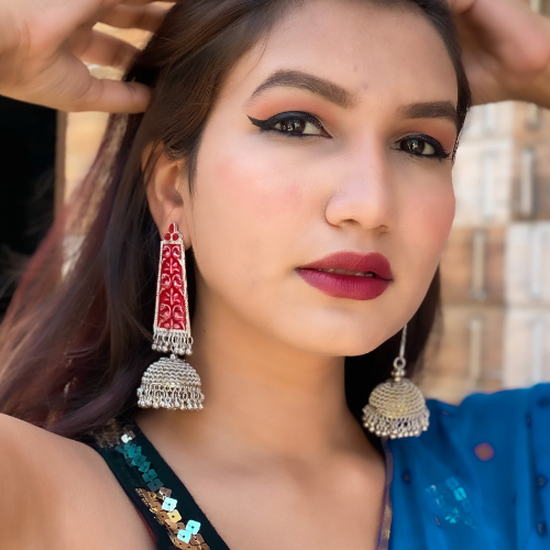 Afgani German Silver Oxidized Jhumki Earrings for Women (DESIGN 347)