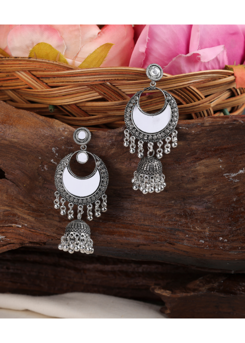 Afgani German Silver Oxidized Jhumki Earrings for Women (DESIGN 1121)