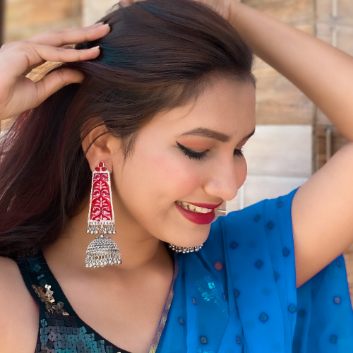 Afgani German Silver Oxidized Jhumki Earrings for Women (DESIGN 347)