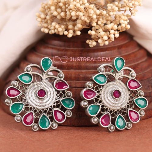 Floral Fable Oxidised Jhumkis (DESIGN 574)