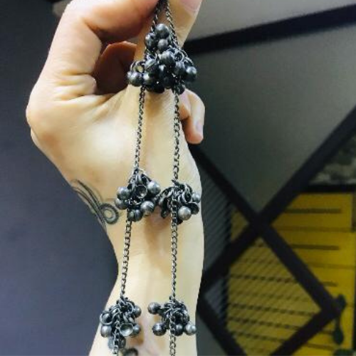 Bell Bouquet Oxidised Anklet (DESIGN 013)
