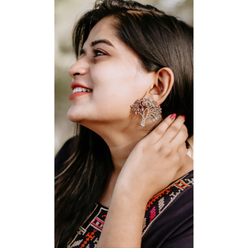 Blooming Grace Oxidised Jhumkis (DESIGN 370)