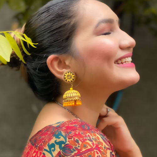 Afgani German Silver Oxidized Jhumki Earrings for Women (DESIGN 77)
