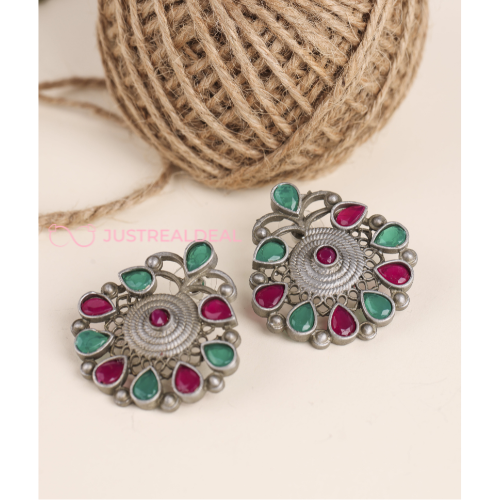Floral Fable Oxidised Jhumkis (DESIGN 574)