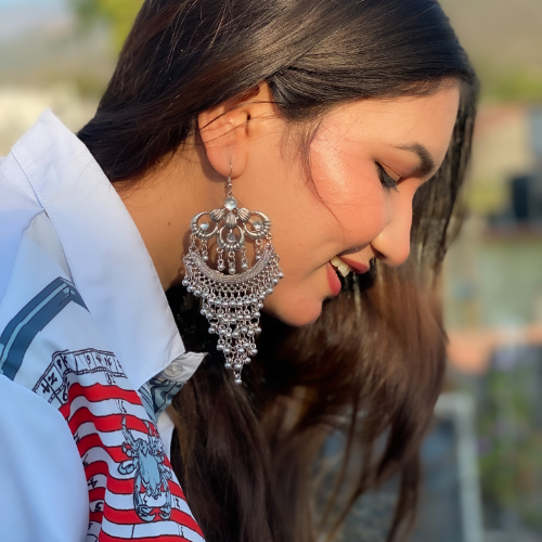 Celestial Cluster Oxidised Jhumka (DESIGN 531)