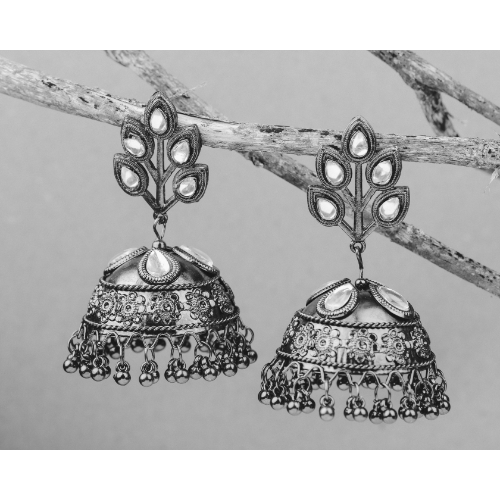 Afgani German Silver Oxidized Jhumki Earrings for Women (DESIGN 703)