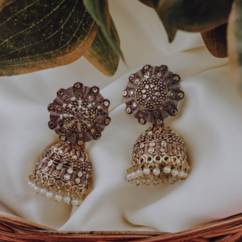 Afgani German Silver Oxidized Jhumki Earrings for Women (DESIGN 495)