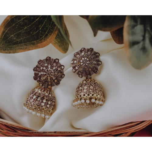 Afgani German Silver Oxidized Jhumki Earrings for Women (DESIGN 495)