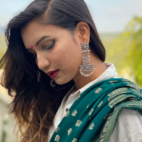 Afgani German Silver Oxidized Jhumki Earrings for Women (DESIGN 138)