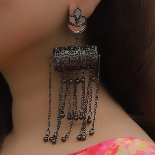 Afgani German Silver Oxidized Jhumki Earrings for Women (DESIGN 74)