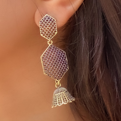 Afgani German Silver Oxidized Jhumki Earrings for Women (DESIGN 399)