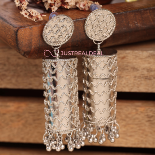 Afgani German Silver Oxidized Jhumki Earrings for Women (DESIGN 484)