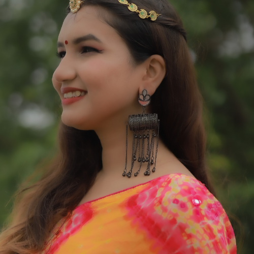 Afgani German Silver Oxidized Jhumki Earrings for Women (DESIGN 74)