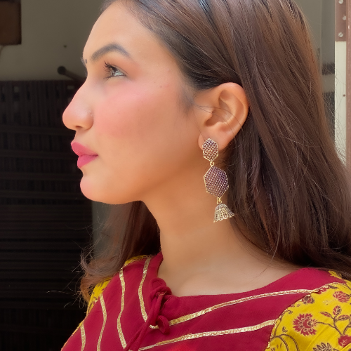 Afgani German Silver Oxidized Jhumki Earrings for Women (DESIGN 399)