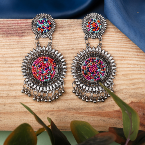 Afgani German Silver Oxidized Jhumki Earrings for Women (DESIGN 584)