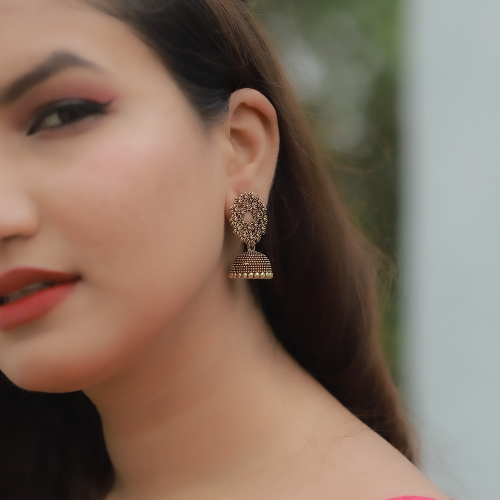 Afgani German Silver Oxidized Jhumki Earrings for Women (DESIGN 75)