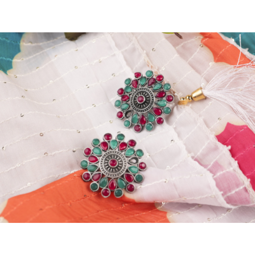 Afgani German Silver Oxidized Jhumki Earrings for Women (DESIGN 594)