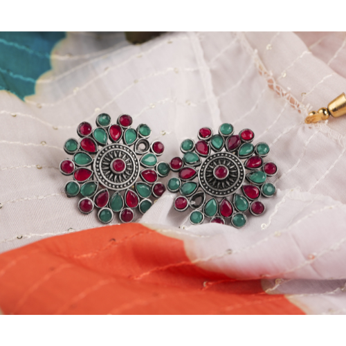 Afgani German Silver Oxidized Jhumki Earrings for Women (DESIGN 594)