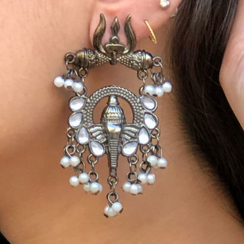 Afgani German Silver Oxidized Jhumki Earrings for Women (DESIGN 416)