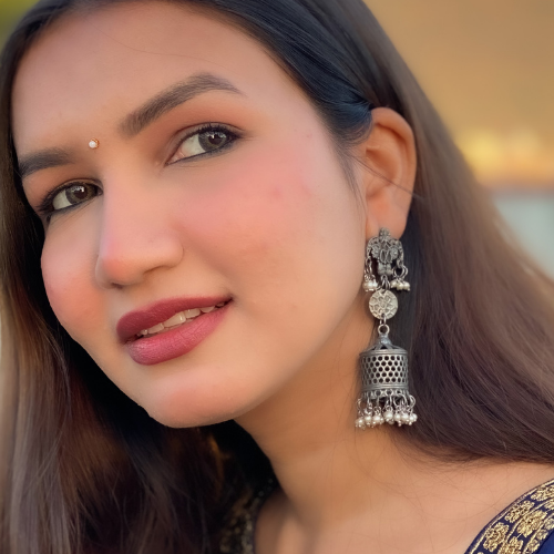 Afgani German Silver Oxidized Jhumki Earrings for Women (DESIGN 259)