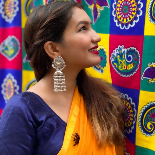 Pearl Fringe Oxidised Jhumka (DESIGN 32)