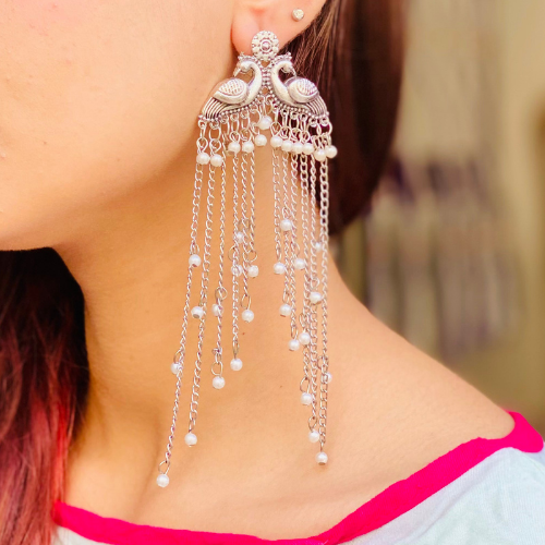 Afgani German Silver Oxidized Jhumki Earrings for Women (DESIGN 426)