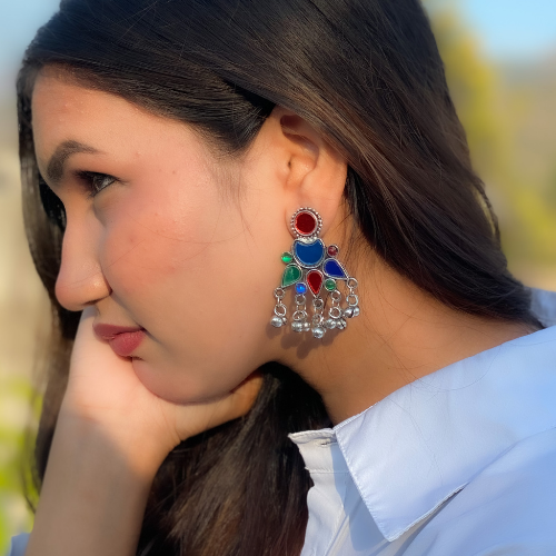 Traditional Twist Oxidised Jhumka (DESIGN 542)