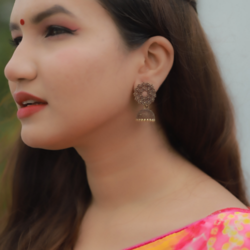 Afgani German Silver Oxidized Jhumki Earrings for Women (DESIGN 75)