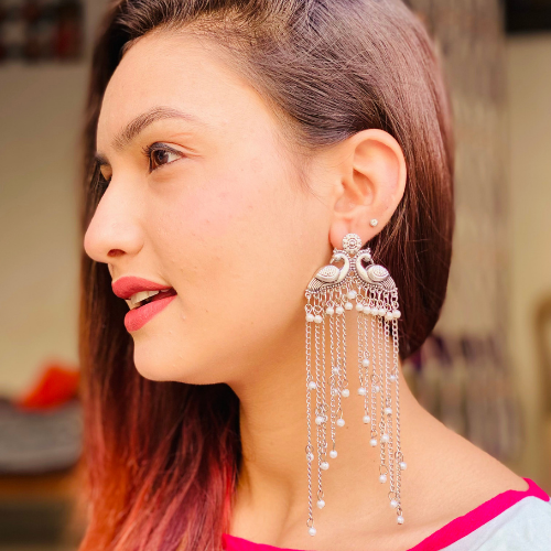 Afgani German Silver Oxidized Jhumki Earrings for Women (DESIGN 426)