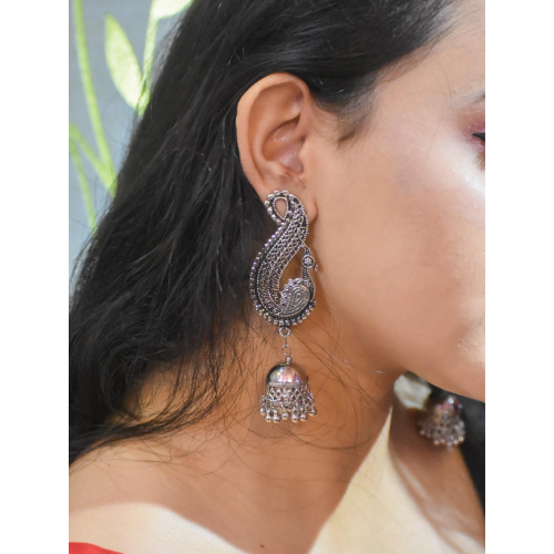 Decorative Peacock Oxidised Jhumka (DESIGN 22)