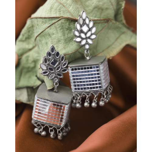 Afgani German Silver Oxidized Jhumki Earrings for Women (DESIGN 701)