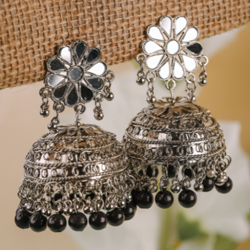 Afgani German Silver Oxidized Jhumki Earrings for Women (DESIGN 714)