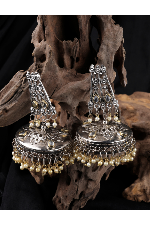 Afgani German Silver Oxidized Jhumki Earrings for Women (DESIGN 730)
