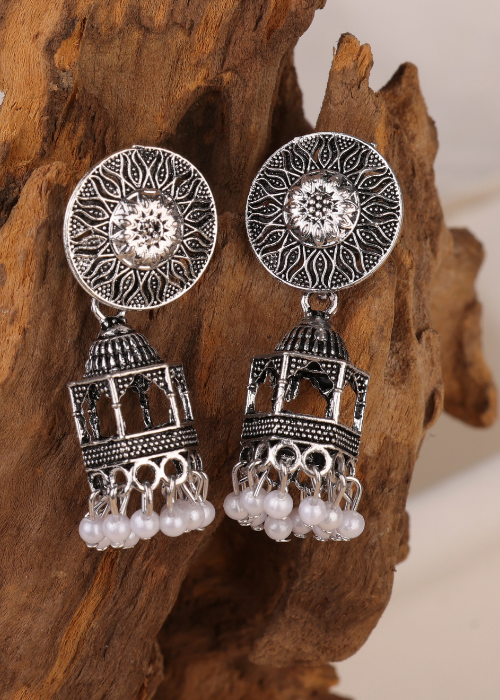 Afgani German Silver Oxidized Jhumki Earrings for Women (DESIGN 746)