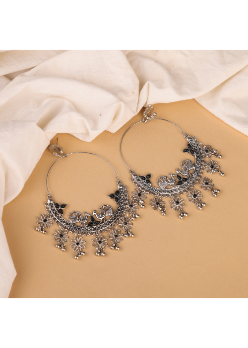 Afgani German Silver Oxidized Jhumki Earrings for Women (DESIGN 748)