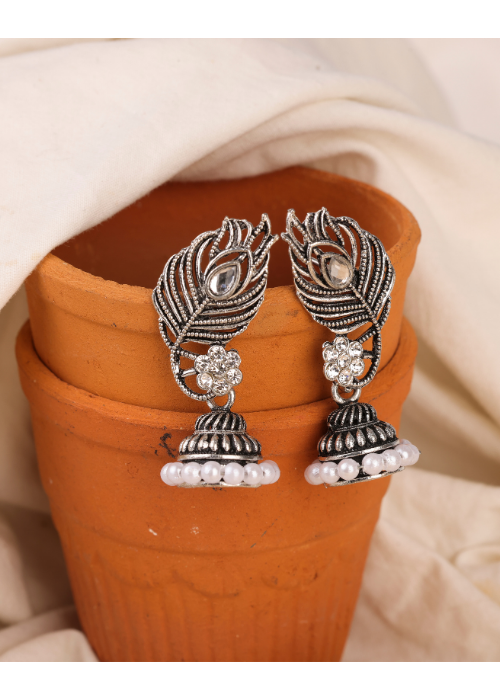 Afgani German Silver Oxidized Jhumki Earrings for Women (DESIGN 750)
