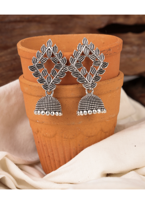 Afgani German Silver Oxidized Jhumki Earrings for Women (DESIGN 756)