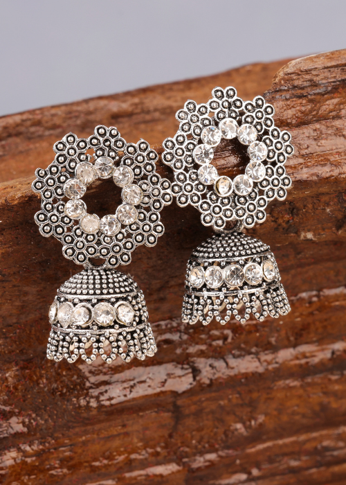 Afgani German Silver Oxidized Jhumki Earrings for Women (DESIGN 757)