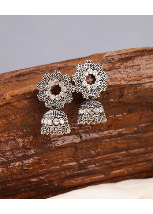 Afgani German Silver Oxidized Jhumki Earrings for Women (DESIGN 757)