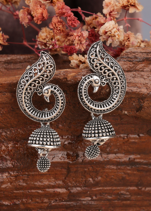 Afgani German Silver Oxidized Jhumki Earrings for Women (DESIGN 761)
