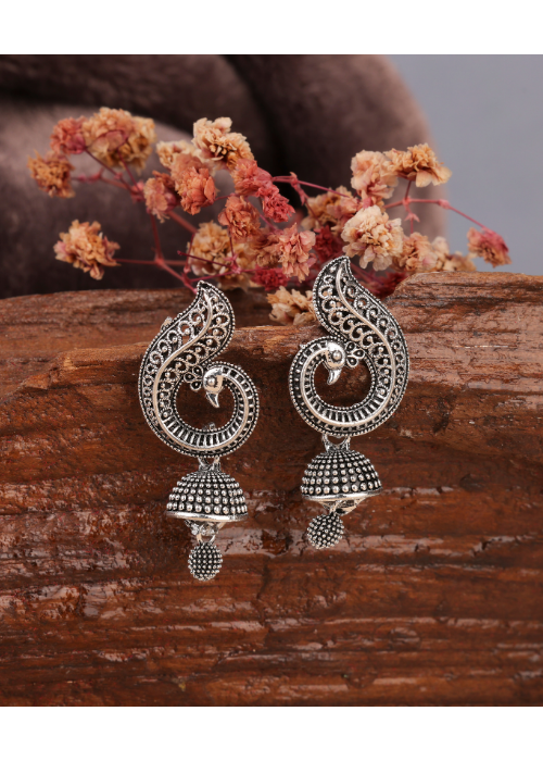 Afgani German Silver Oxidized Jhumki Earrings for Women (DESIGN 761)