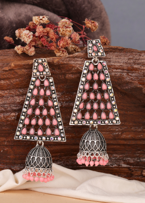 Afgani German Silver Oxidized Jhumki Earrings for Women (DESIGN 764)