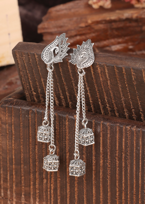 Afgani German Silver Oxidized Jhumki Earrings for Women (DESIGN 766)
