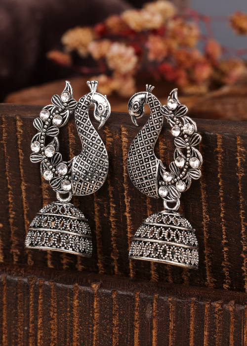 Afgani German Silver Oxidized Jhumki Earrings for Women (DESIGN 767)