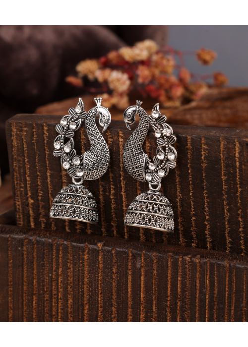 Afgani German Silver Oxidized Jhumki Earrings for Women (DESIGN 767)