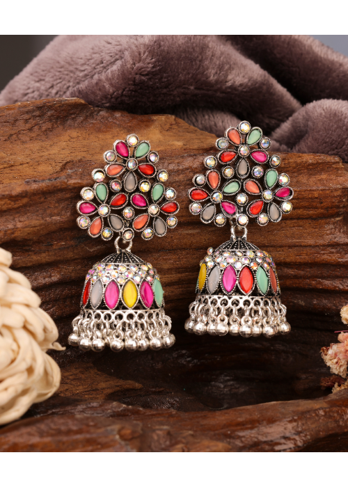 Afgani German Silver Oxidized Jhumki Earrings for Women (DESIGN 769)