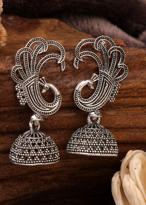 Afgani German Silver Oxidized Jhumki Earrings for Women (DESIGN 770)
