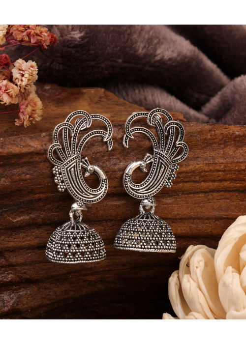 Afgani German Silver Oxidized Jhumki Earrings for Women (DESIGN 770)
