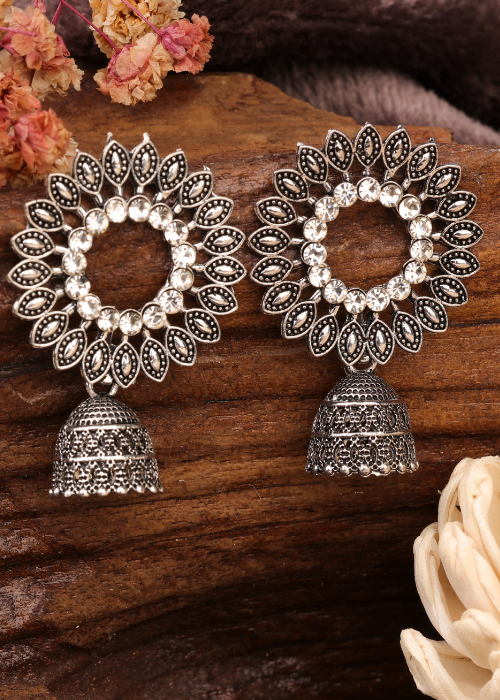 Afgani German Silver Oxidized Jhumki Earrings for Women (DESIGN 771)